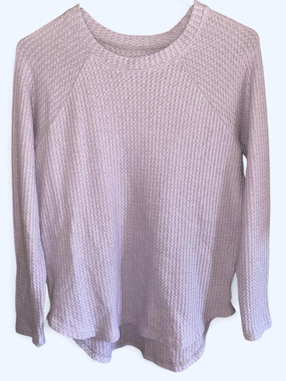 American Eagle Outfitters Mauve Waffle-Knit Long Sleeve Top